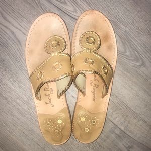 Jack Rogers Sandals in tan and gold